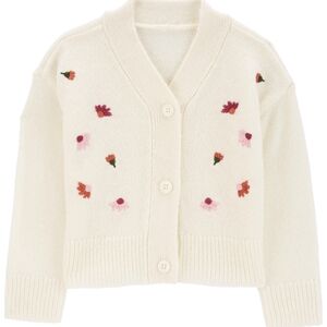 Cream Cardigan with Floral Embroidery